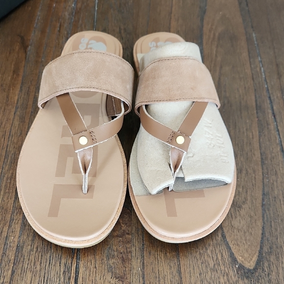 Tan Suede Slide Sandals - Picture 4 of 5